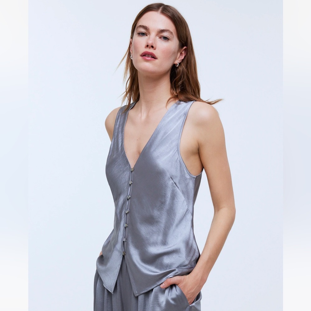 Madewell Satin Cutaway Vest Top